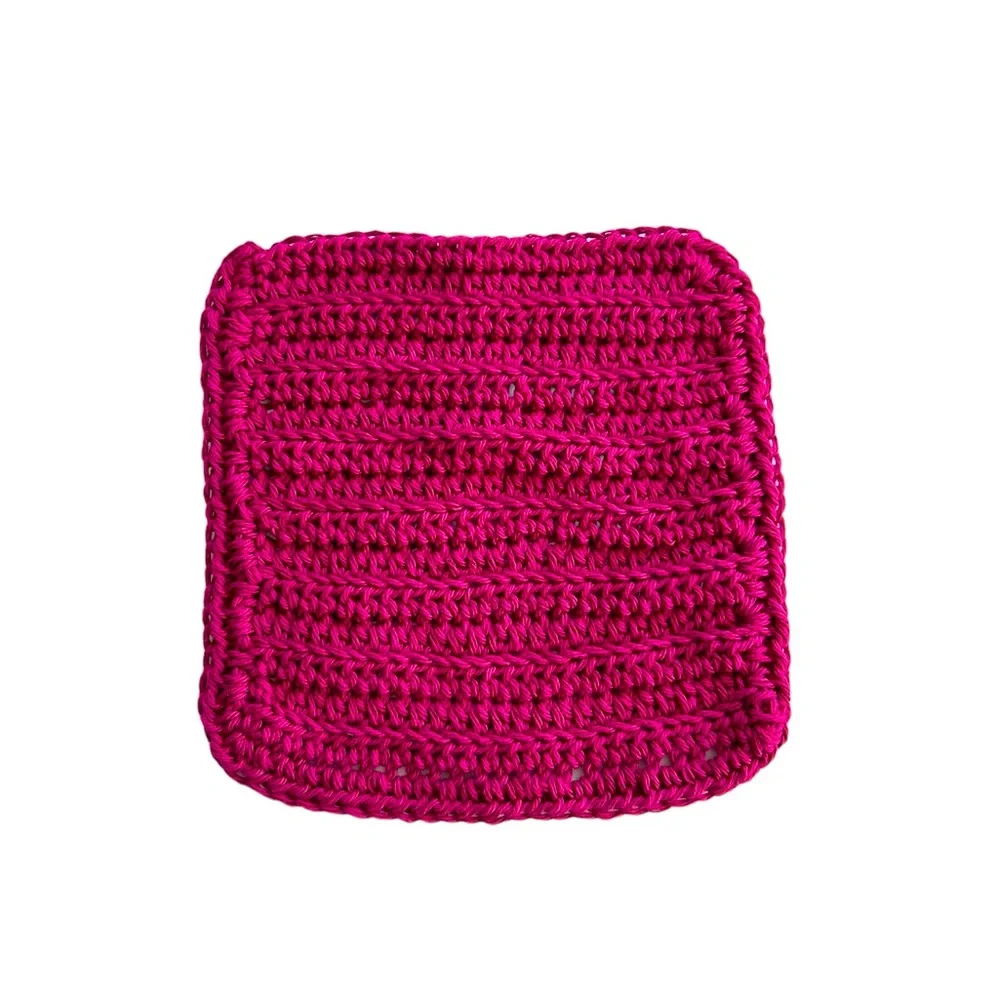 HAND CRAFTED Colorful Crocheted Two 100% Cotton All Purpose Dish or Wash Cloths